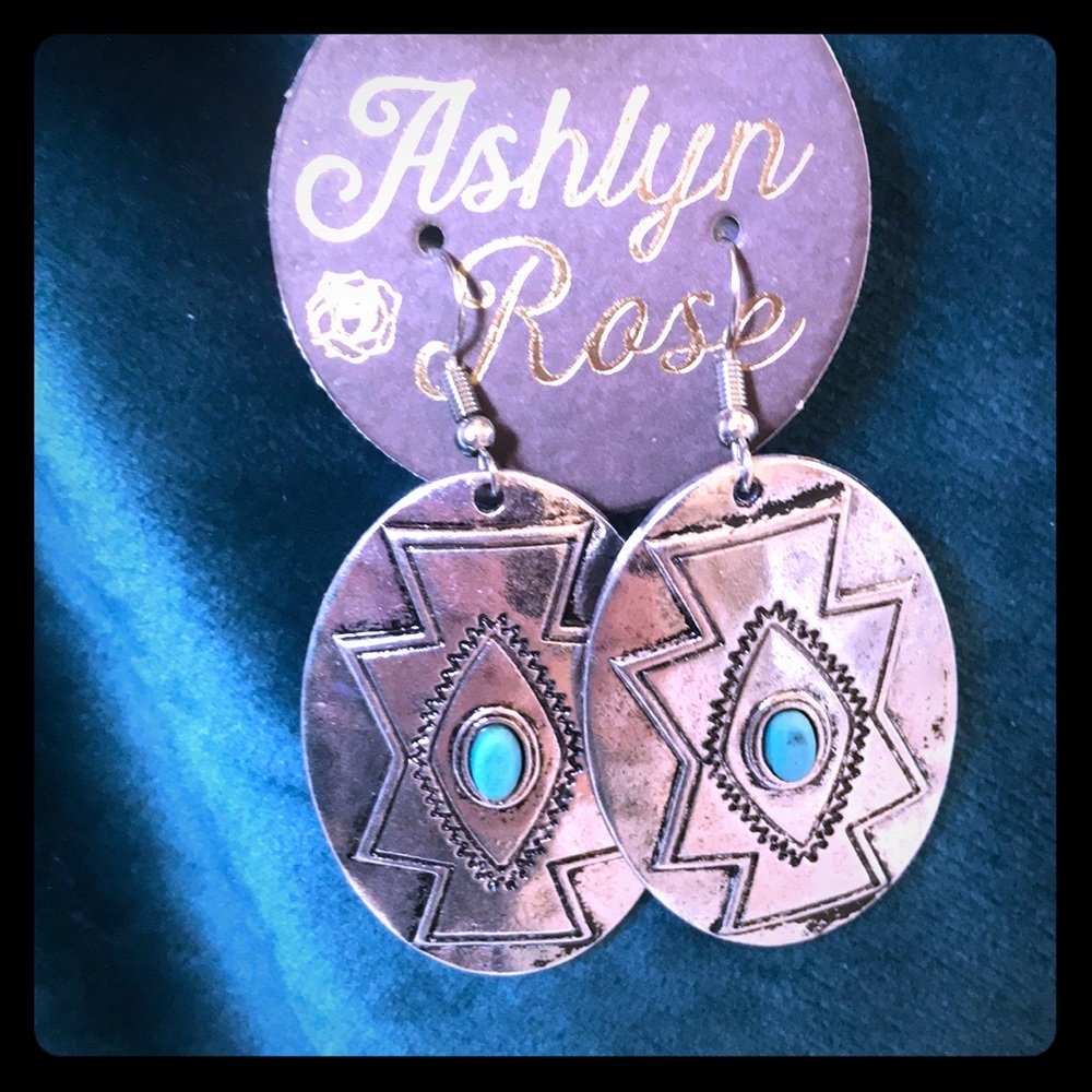 Faux turquoise Navajo western earrings